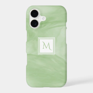 Simple Monogramme Marbre Subtil Vert Clair Moderne