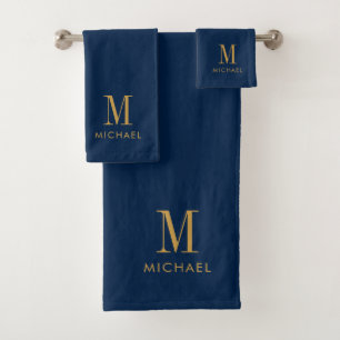 Simple Monogramme Marine BleuPersonnalisé