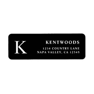 Simple Monogramme noir et blanc Adresse de retour