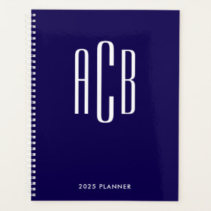Simple Monogramme Trois Lettres Bleu Foncé