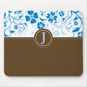 Simple Monogrammed Baby Blue Mousepad
