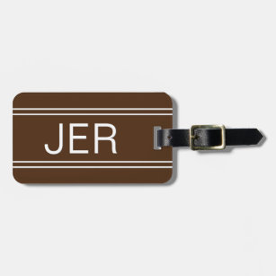 Simple Monogrammed Modern Stylish Brown Travel Luggage Tag