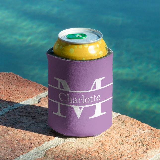 Simple Monogrammed Name Personalized Can Cooler (In Situ Pool)