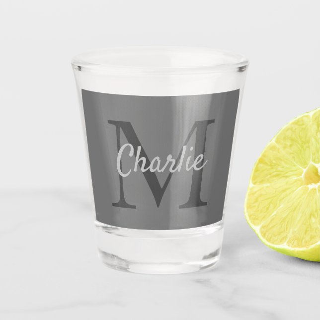 Simple Monogrammed Name Personalized Shot Glass (Front)