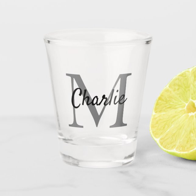 Simple Monogrammed Name Personalized Shot Glass (Front)