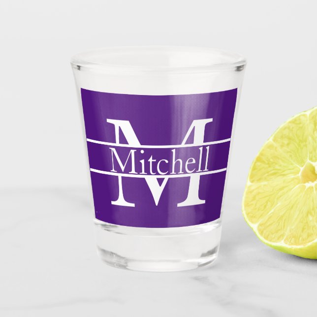 Simple Monogrammed Name Personalized Shot Glass (Front)