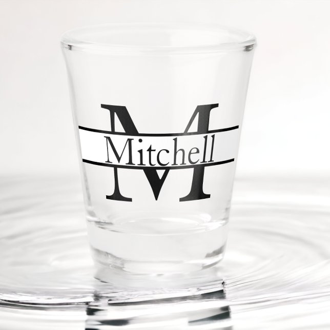 Simple Monogrammed Name Personalized Shot Glass (Creator Uploaded)
