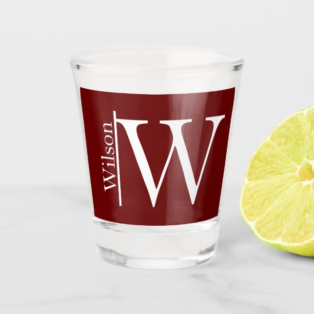 Simple Monogrammed Name Personalized Shot Glass (Front)