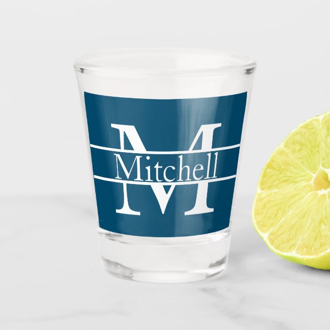Simple Monogrammed Name Personalized Shot Glass (Front)
