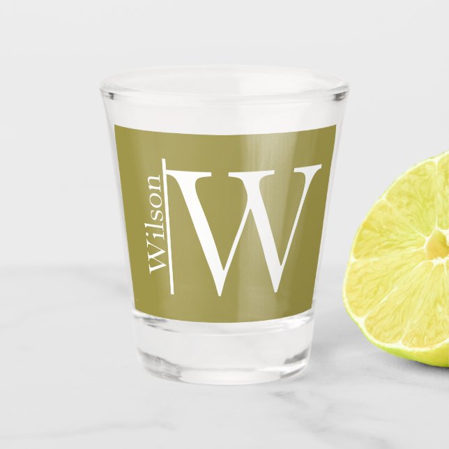 Simple Monogrammed Name Personalized Shot Glass (Front)