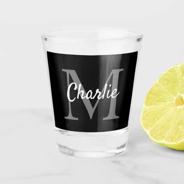 Simple Monogrammed Name Personalized Shot Glass (Front)
