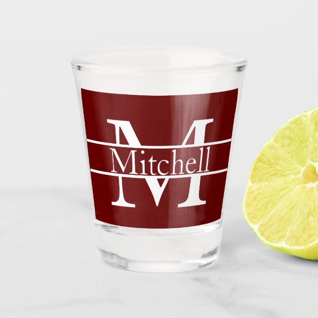 Simple Monogrammed Name Personalized Shot Glass (Front)