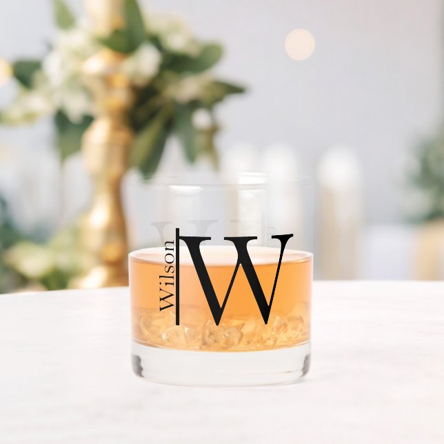 Simple Monogrammed Name Personalized Whiskey Glass (Insitu (Wedding))