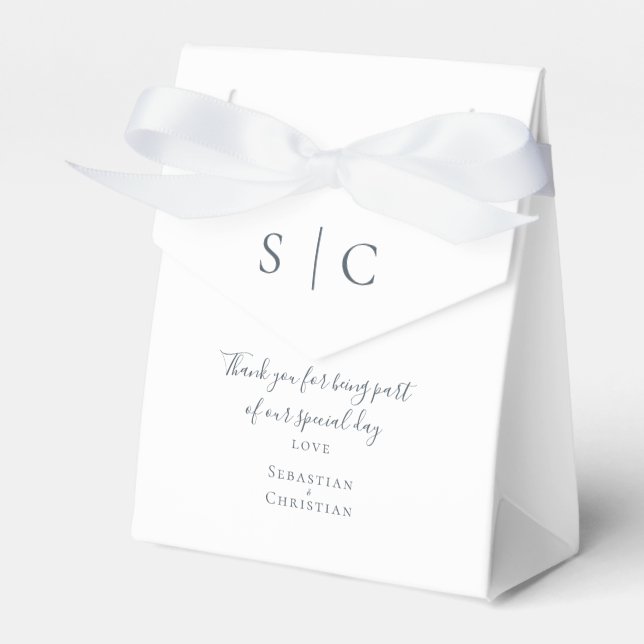 Simple Monogrammed Personalized Wedding Favor Box (Front Side)