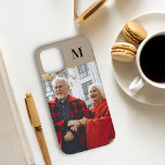 Simple Monogrammed Portrait Photo Beige Brown iPhone 12 Pro Case<br><div class="desc">Upload your photo and create your own unique phone case. The design has a beige brown background with modern black typography for your initial. Designed for iphone 12 Pro but will fit many other models. If choosing a different model, please check the design still looks great in the preview and...</div>