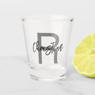Simple Monogrammed Typography Name Personalized Shot Glass