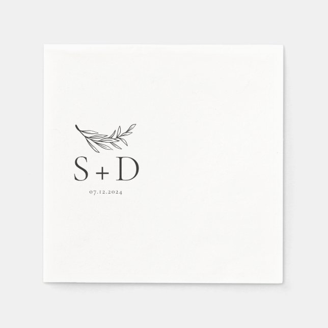 Simple Monogrammed Wedding Napkins (Front)