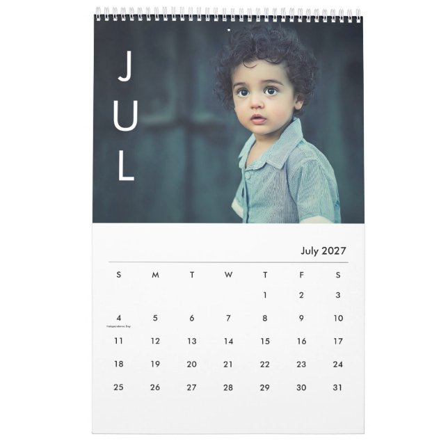 Simple Month minimalist Photo Calendar (Jul 2027)