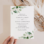 Simple Moody Eucalyptus Greenery Wedding Invitation<br><div class="desc">This simple and elegant Wedding Invitation features beautiful moody watercolor eucalyptus leaf branches & has been paired with a whimsical calligraphy and a classy serif font in gold and grey. To make advanced changes,  please go select "Click to customize further" option under Personalize this template.</div>