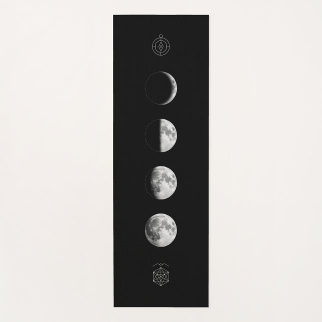 Simple moon phase with sacred geometry yoga mat (Front)