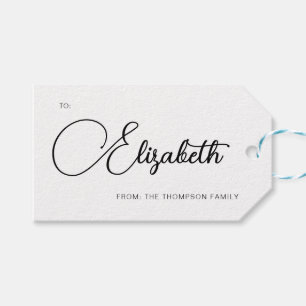 Simple Mordern Calligraphy Name Christmas Gift Tags