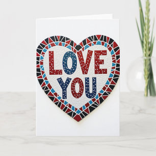 Simple Mosaic Love You Heart Card