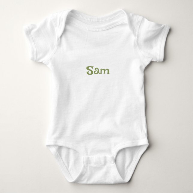 Simple Moss Green Personalized Name Baby Bodysuit (Front)