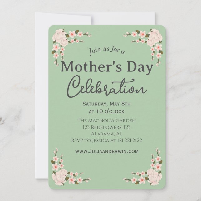 Simple Mother's Day Celebration | Floral theme Invitation (Front)