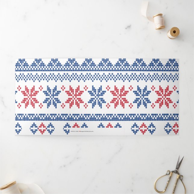 Simple Motifs Pattern 6 Tri-Fold Holiday Card (Outside)
