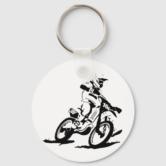 Simple Motorcross Bike and Rider Keychain (Front)