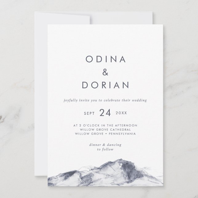 Simple Mountain Casual Wedding Invitation (Front)