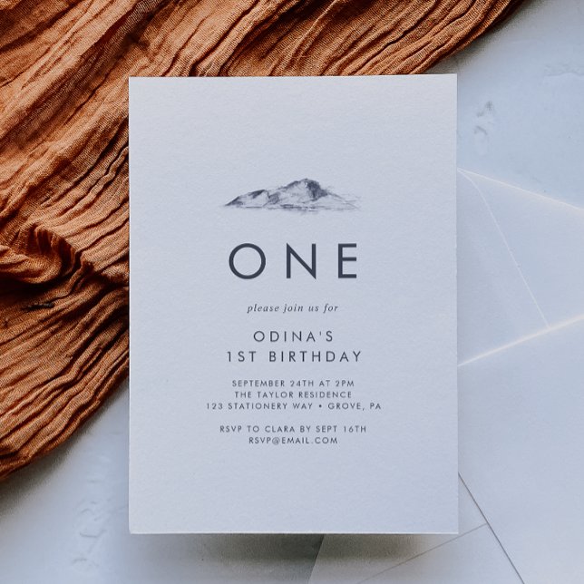 Simple Mountain First Birthday Party Invitation (Creator Uploaded)