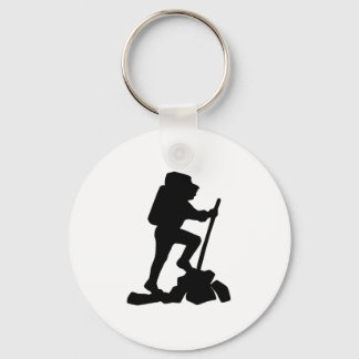 simple mountain hiking man black silhouette keychain