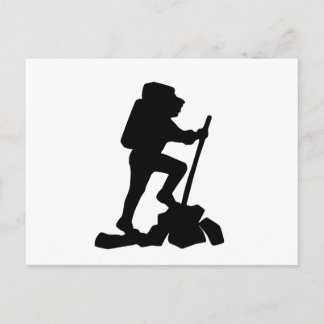 simple mountain hiking man black silhouette postcard