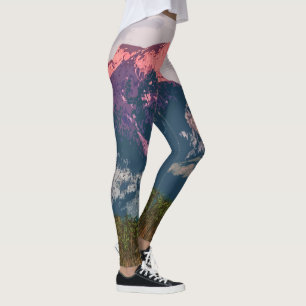 Simple Mountain Landscape Artwork   Leggings