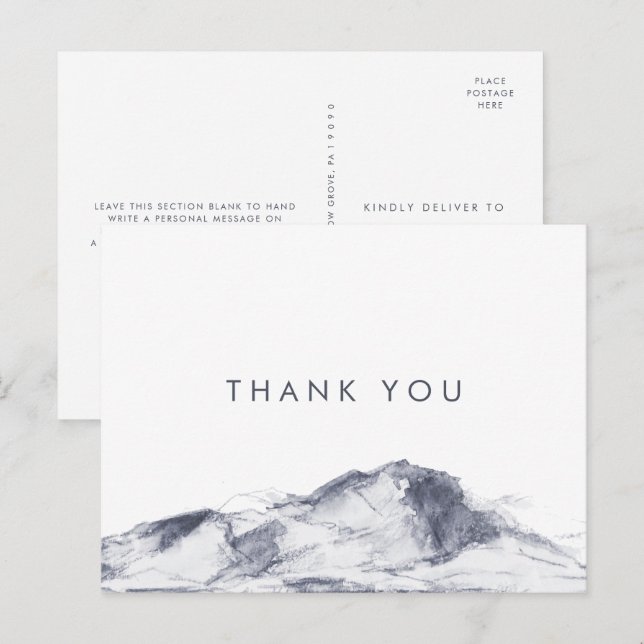Simple Mountain Thank You Postcard (Front/Back)