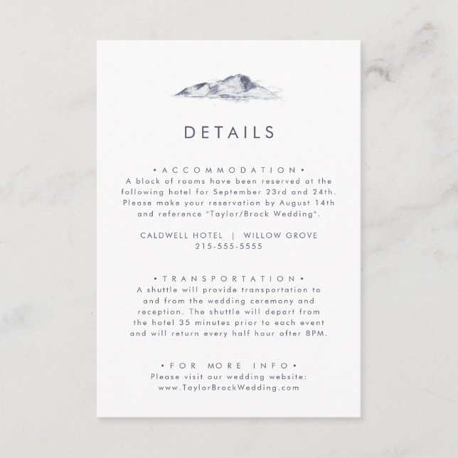 Simple Mountain Wedding Details Enclosure Card (Front)