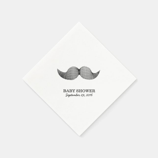 Simple Moustache Baby Shower Napkin (Corner)