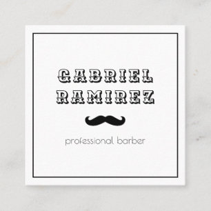 Simple Moustache Barber Modern Square Business Card
