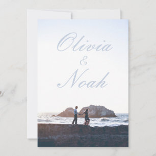 Simple Movie Poster Modern Blue Photo Wedding Invitation
