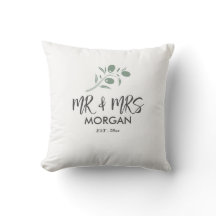 Simple MR and Mrs Throw Pillow (