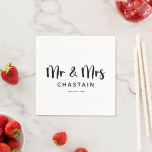 Simple Mr. & Mrs. Wedding Monogram Napkin
