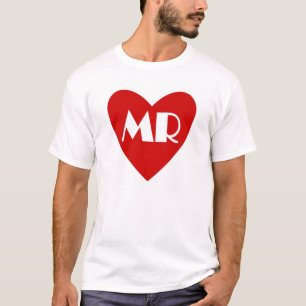Simple Mr red white heart marriage shirt