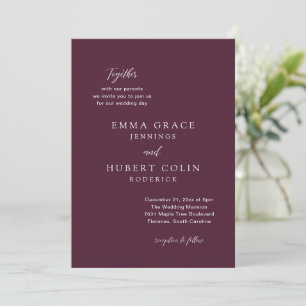 Simple Mulberry Typographic Modern Elegant Wedding Invitation