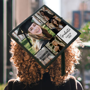 Simple Multi Square Blocks Minimalist 4 Photo Graduation Cap Topper