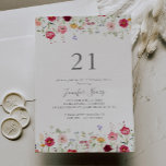 Simple Multicolor Wildflower 21st Birthday Party Invitation<br><div class="desc">This simple multicolor wildflower 21st birthday party invitation is perfect for a modern event. The design features a multicolored assortment of pink,  blush,  purple,  yellow,  white,  violet,  red,  burgundy wild flowers.</div>