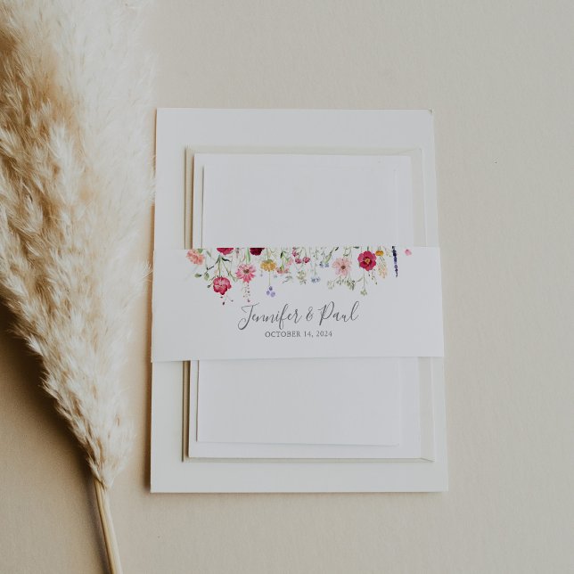 Simple Multicolor Wildflower Wedding  Invitation Belly Band (Creator Uploaded)