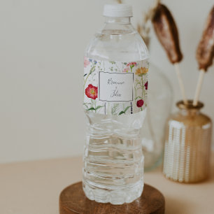 Simple Multicolor Wildflower Wedding  Water Bottle Label