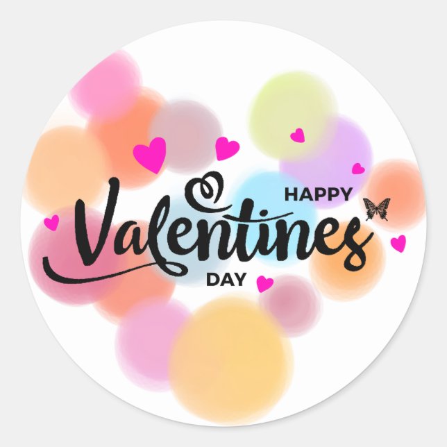 Simple Multicolour Valentine's Day Stickers  (Front)