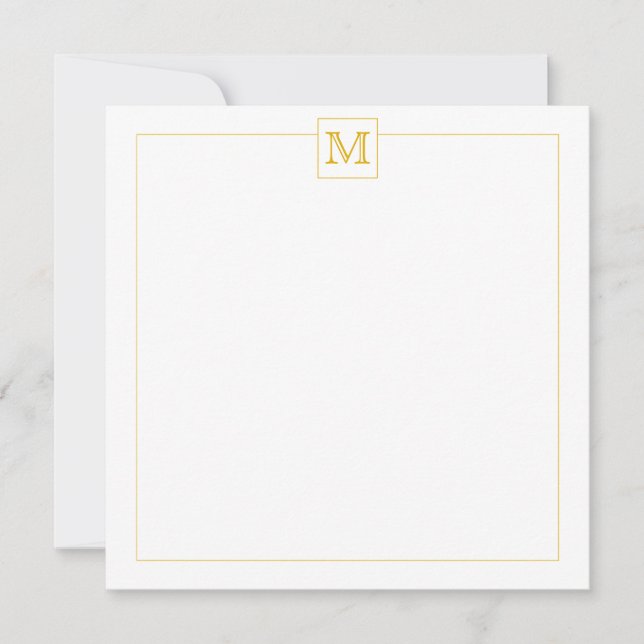 Simple Mustard Initial Monogram Square border Card (Front)
